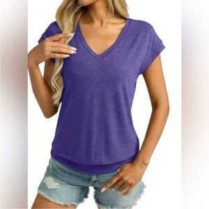 POOF! Women's PURPLE V-
Neck Top